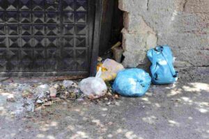 rifiuti gettati in strada